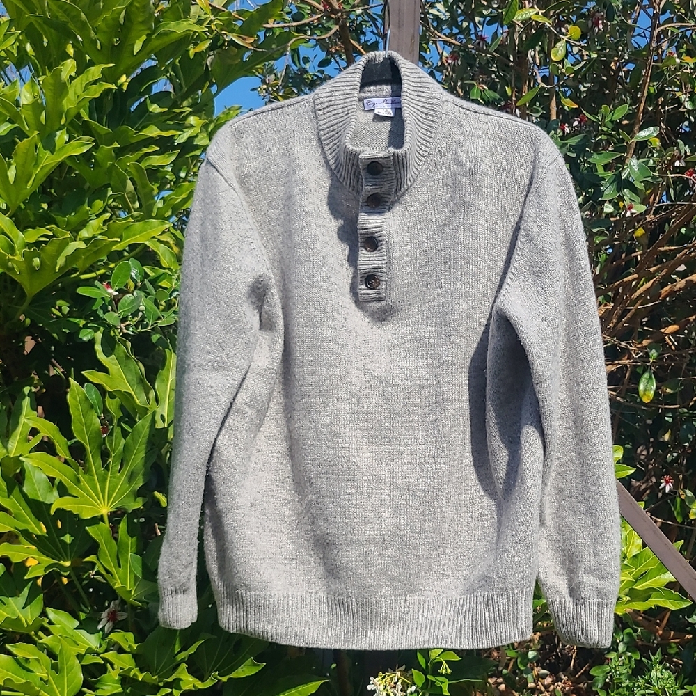 Enya Mantanani Gray 100% Wool Knit Sweater Men's Size Medium